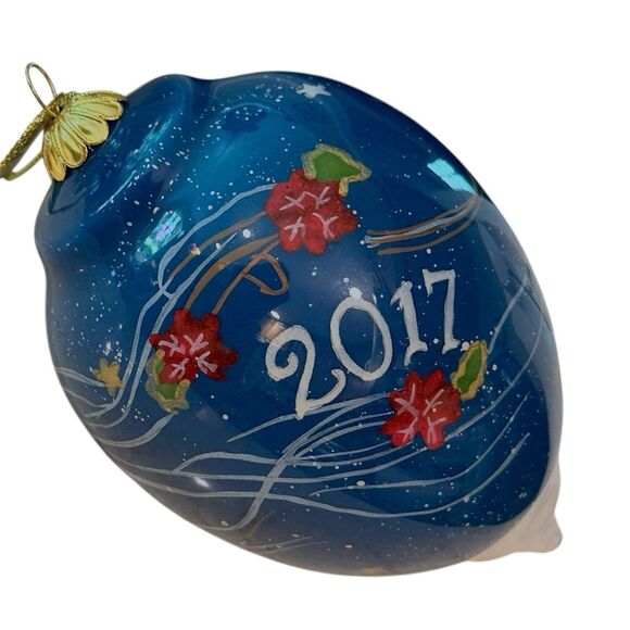 Pier 1 Li Bien Glass Christmas Ornament 2017 Hand-Painted Reindeer with Gift Box - Picture 7 of 15